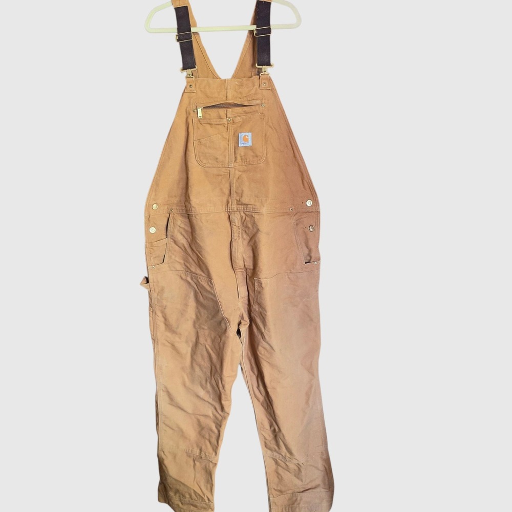 Carhartt Workwear Gorpcore Duck Canvas Bib Overalls 48x34 R01-M Brown